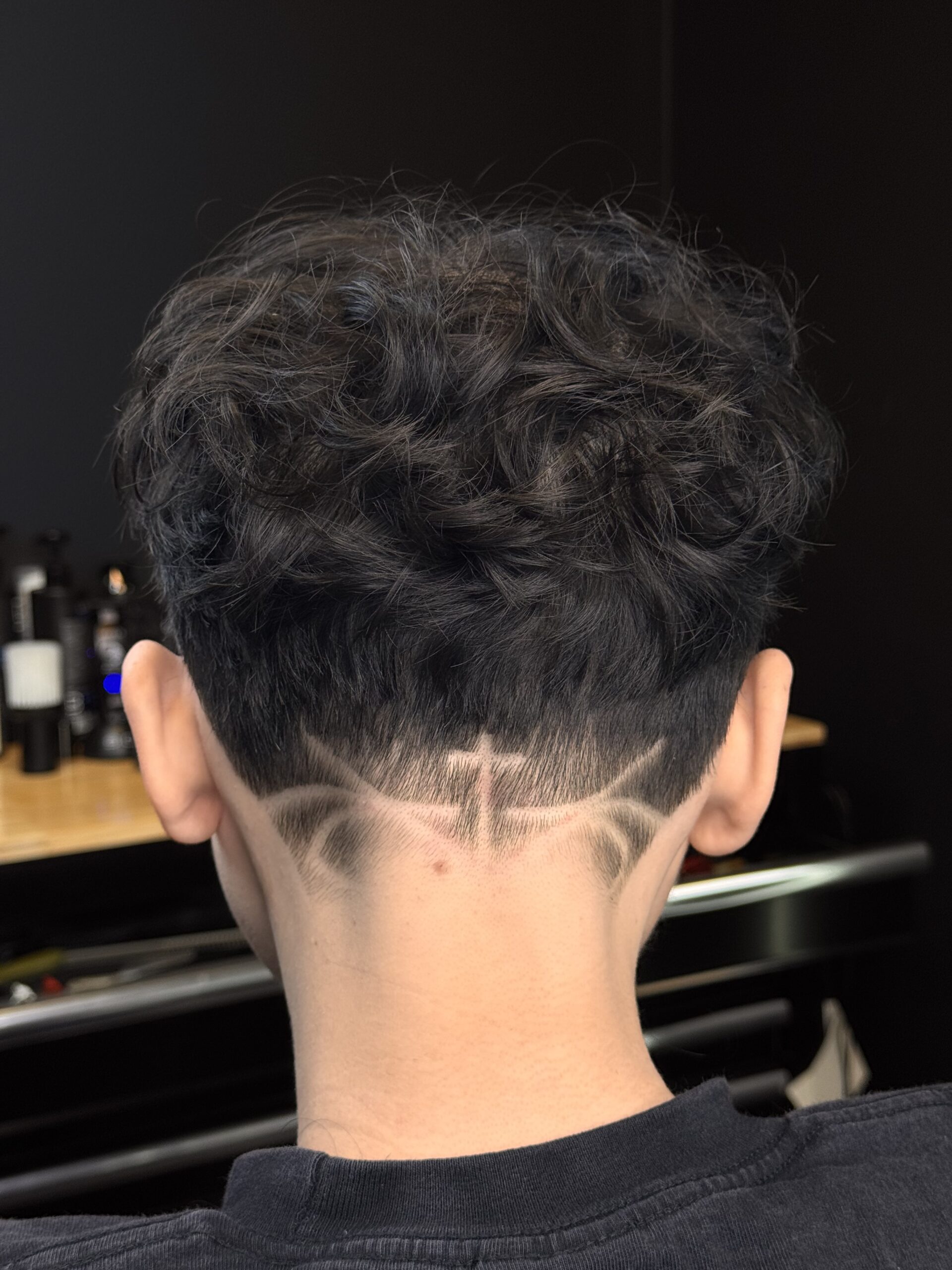 Unique hairstyle with intricate design